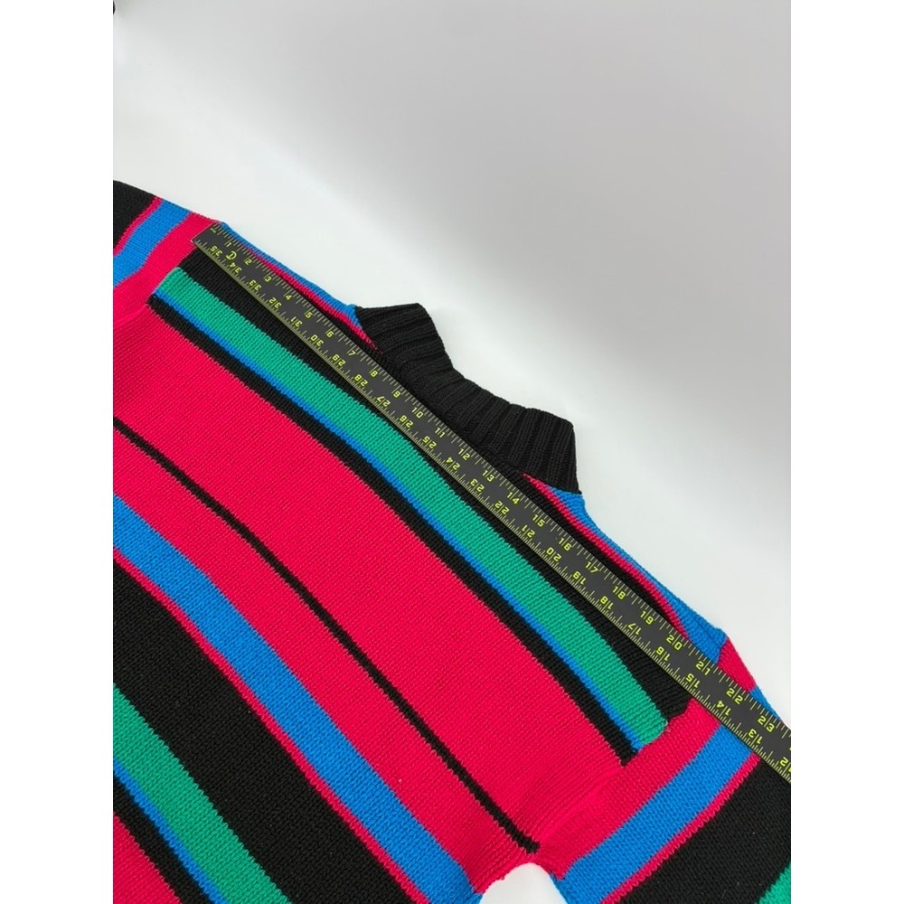 VNTG 90's Croquet Club Striped Mock Neck Sweater Pink Blue Green Black USA Made - Picture 8 of 10